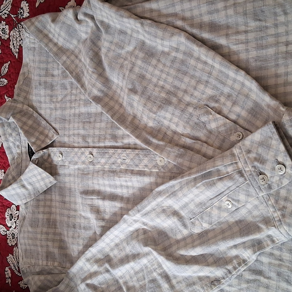 Talbots NWT Gray Plaid Shirt L PETITE - Picture 5 of 9
